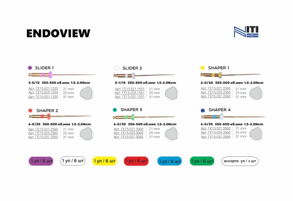 ENDOVIEW (25/06) - файлы для корневой обработки, тип NiTi 31мм (6шт), Geosoft / Россия-Израиль