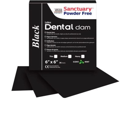 Латекс для раббердама DENTAL DAM 152мм*152мм плотный, черный (36шт), SANCTUARY / Малайзия